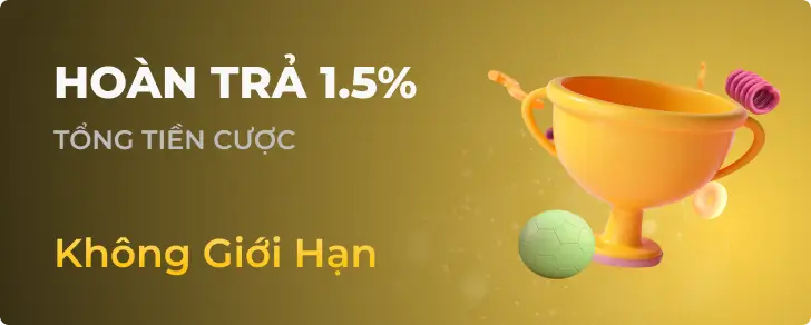 Ưu đãi hoàn trả 1.5% tại Hello88