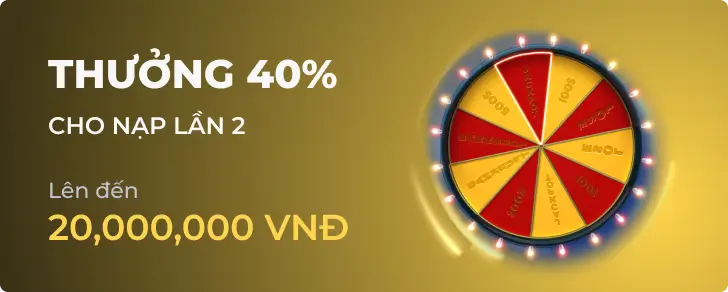 Thưởng nạp lại 40% mỗi ngày tại Hello88